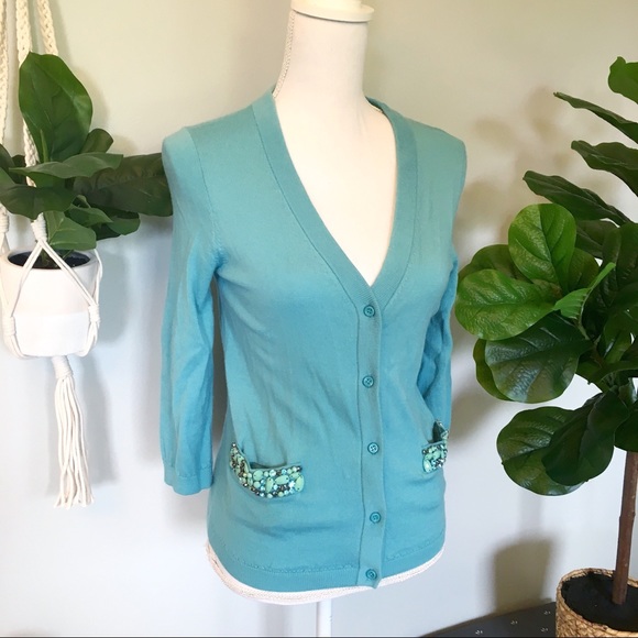 kate spade Sweaters - Kate Spade Hilda Wool Embellished Pocket Cardigan